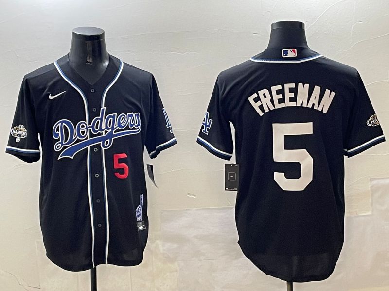 Men Los Angeles Dodgers 5 Freeman Black Fashion Game 2025 Nike MLB Jersey style 3066